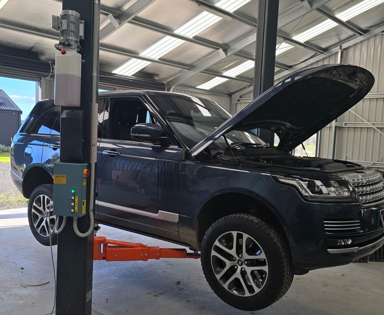 Range Rover L405 on hoist in workshop